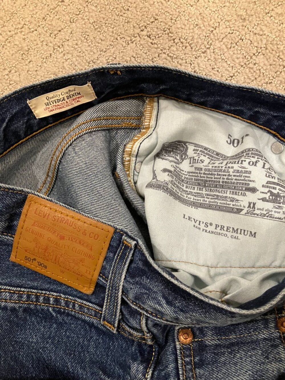 Levi's 90s Selvedge Straight Leg Jeans - Picture 3 of 4